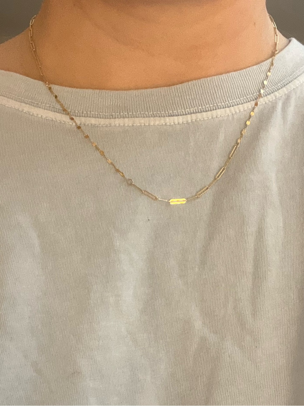 14K gold paperclip & Singapore chain